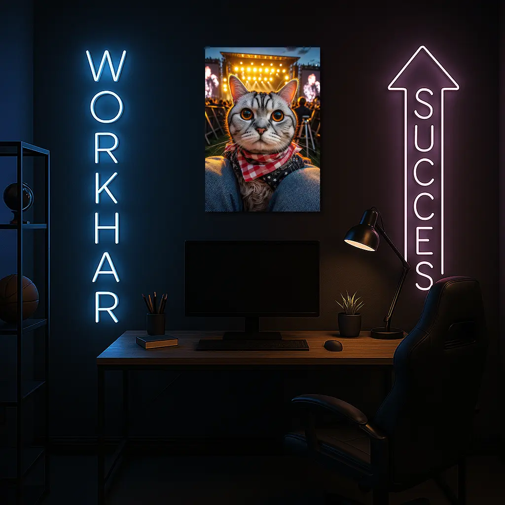 American Shorthair Cat At Concert Stage – Wall Art