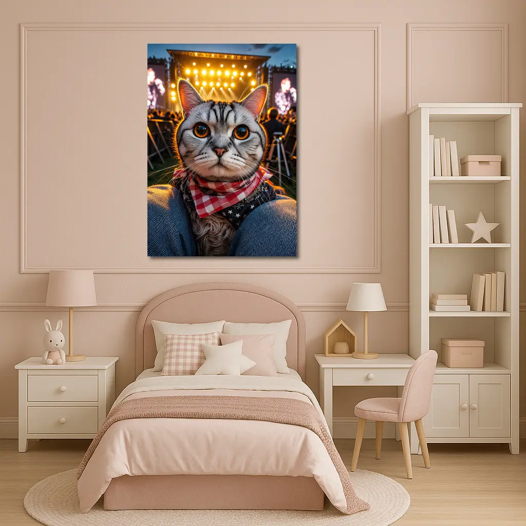 American Shorthair Cat At Concert Stage – Wall Art