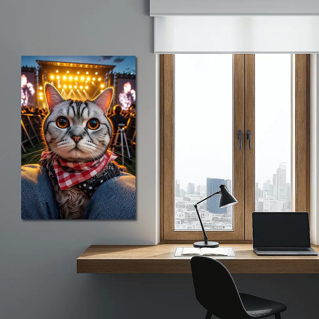 American Shorthair Cat At Concert Stage – Wall Art