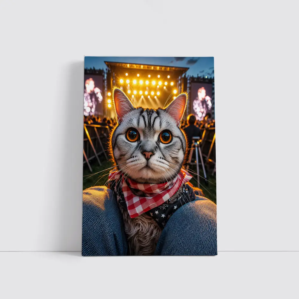 American Shorthair Cat At Concert Stage – Wall Art