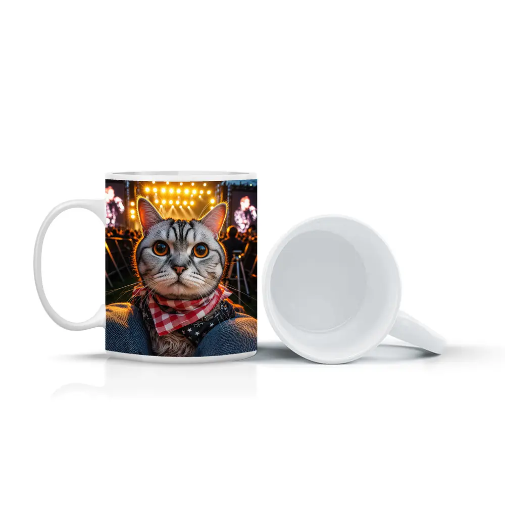 American Shorthair Cat At Concert Stage – Mugs