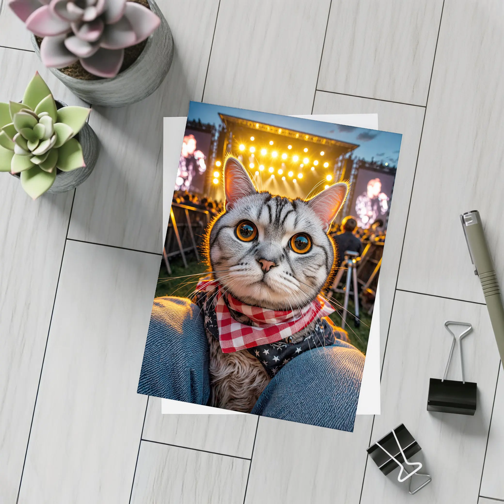 American Shorthair Cat At Concert Stage – Postcards