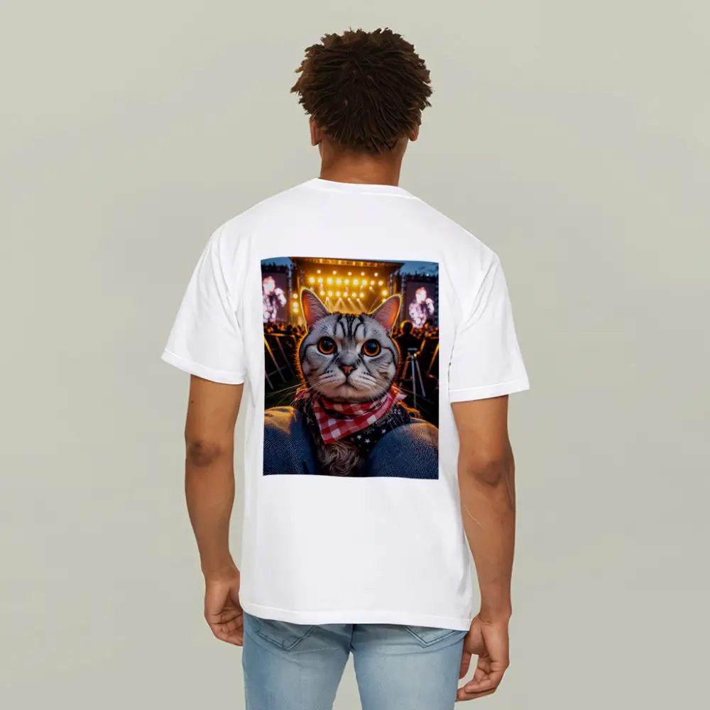 American Shorthair Cat At Concert Stage – T-Shirts