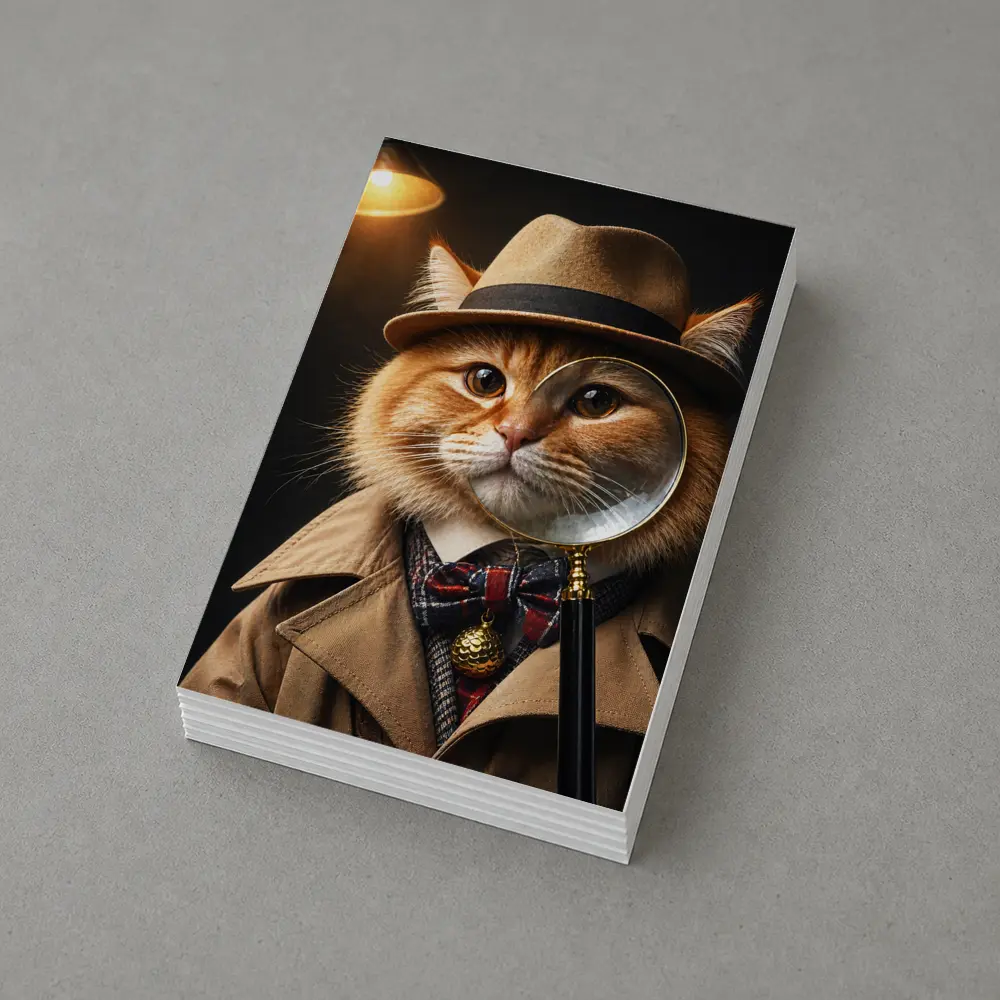 Orange Cat Detective Hat Magnifying Glass – Postcards