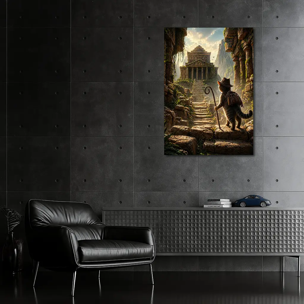 Adventure Cat Explorer Ancient Temple Ruins – Wall Art