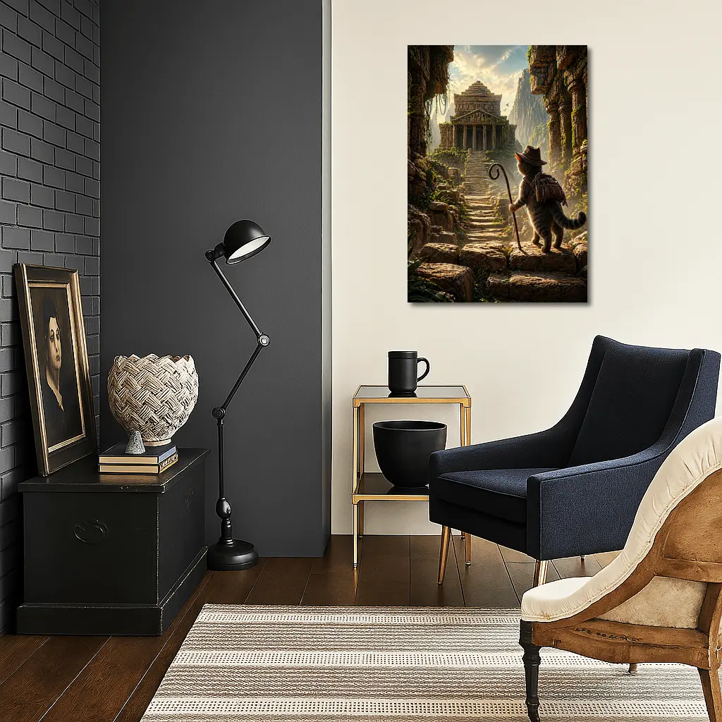 Adventure Cat Explorer Ancient Temple Ruins – Wall Art