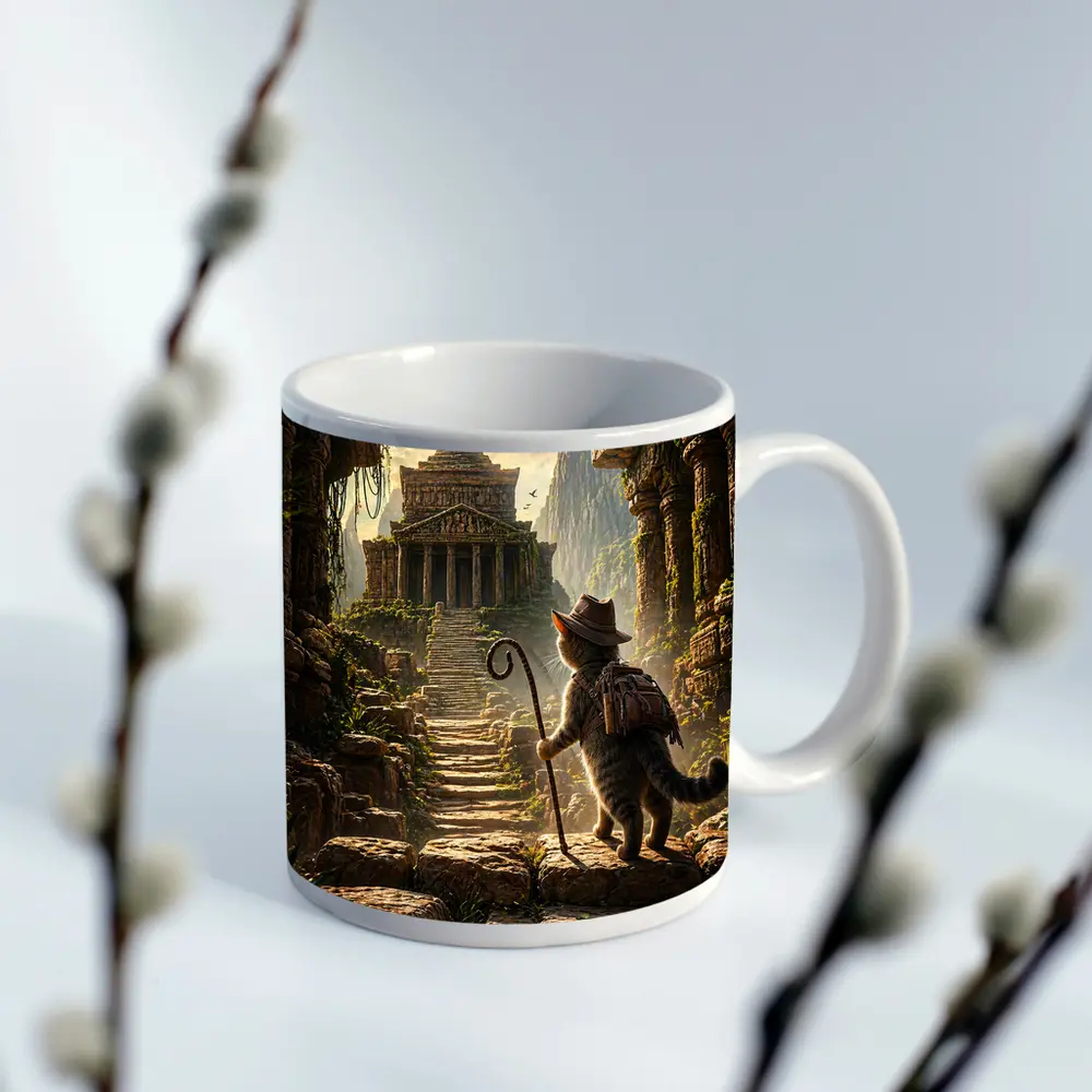 Adventure Cat Explorer Ancient Temple Ruins – Mugs