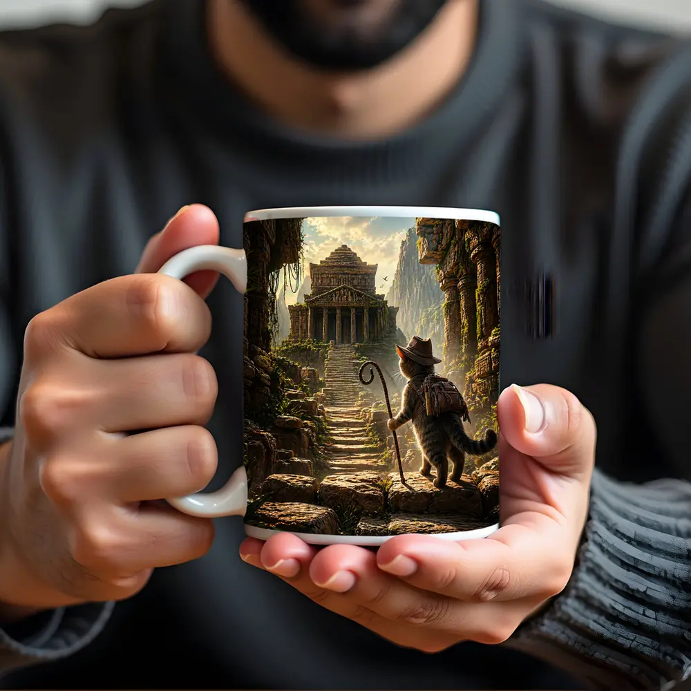 Adventure Cat Explorer Ancient Temple Ruins – Mugs