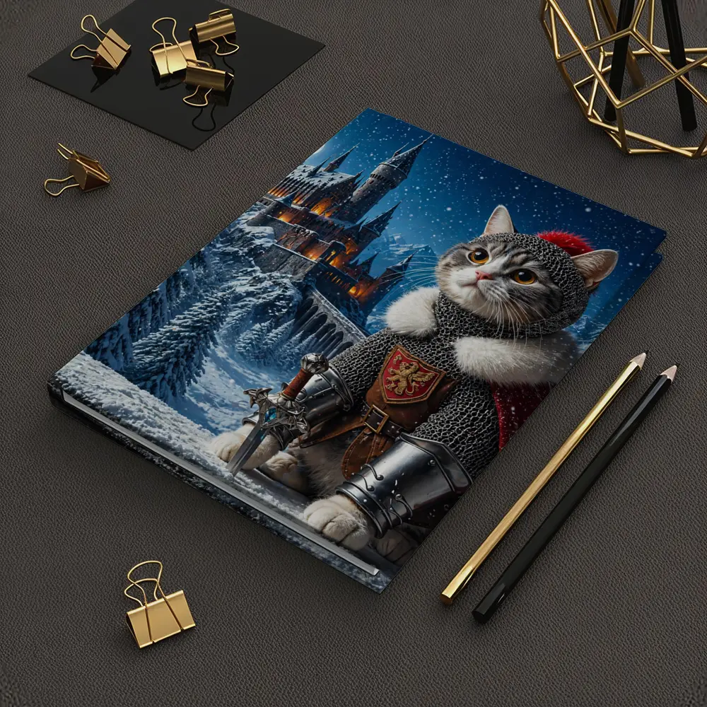 Knight Cat in Snowy Fantasy Castle – Notebooks