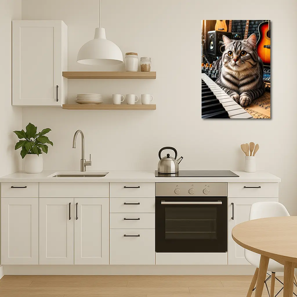 American Shorthair Cat Music Studio Setting – Wall Art