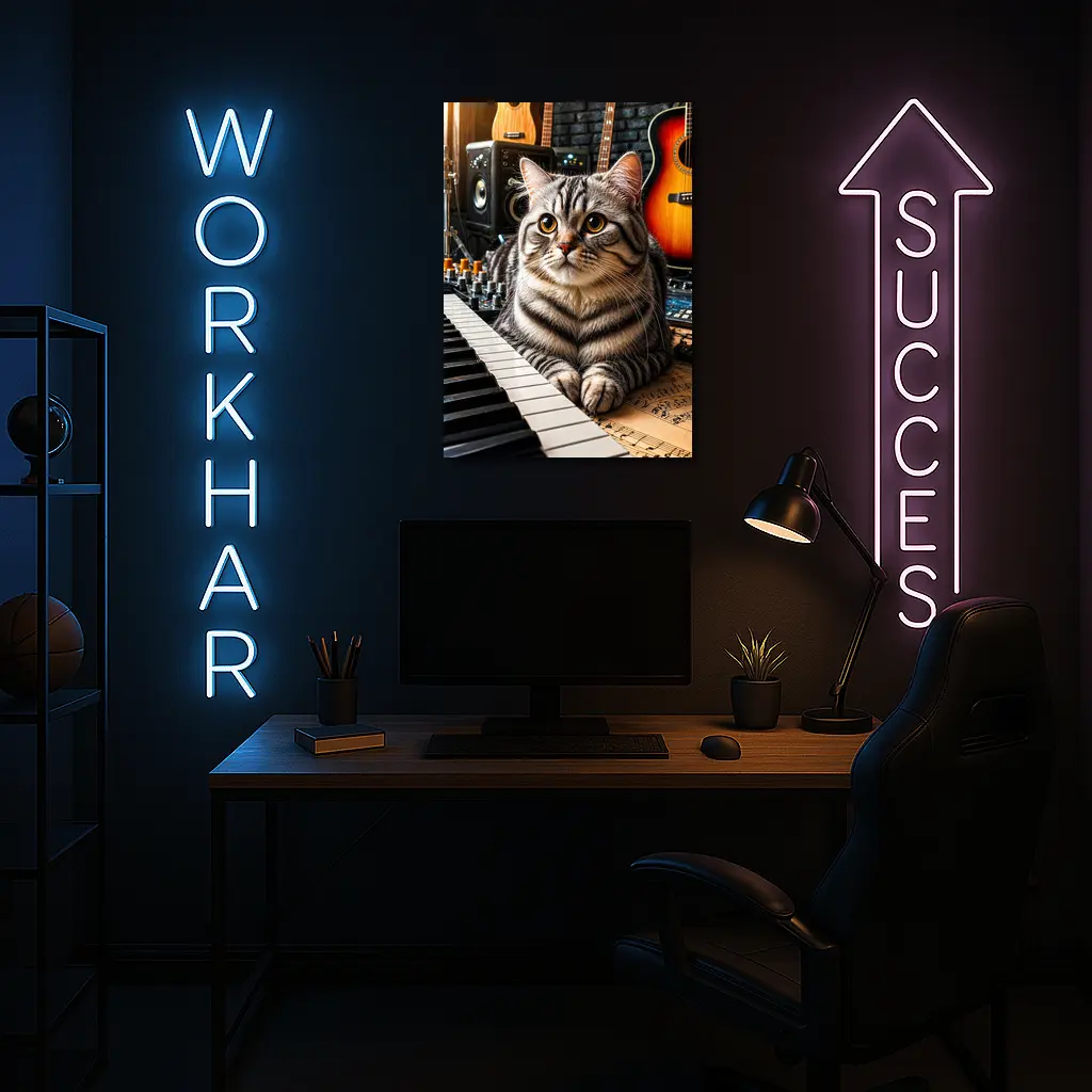American Shorthair Cat Music Studio Setting – Wall Art