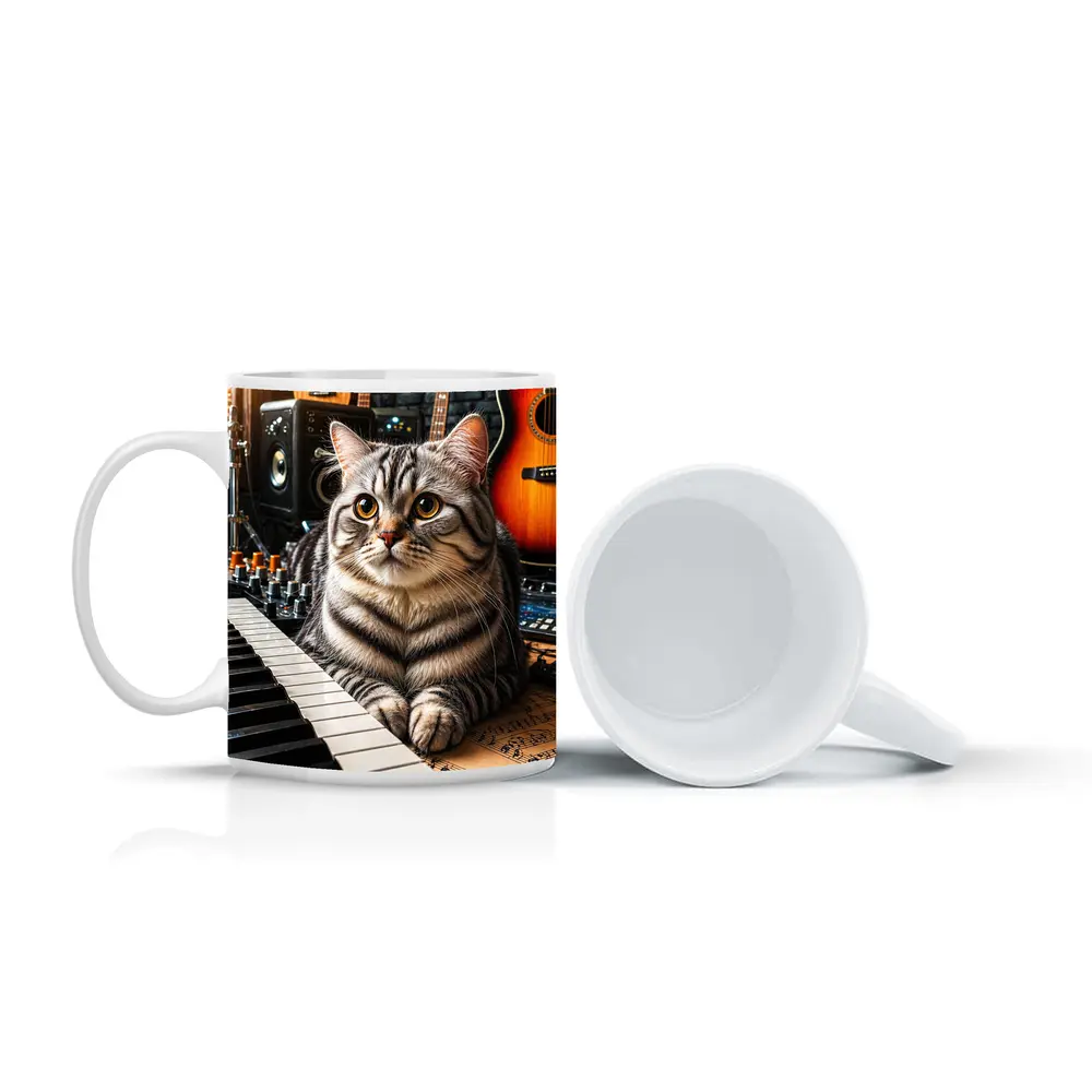 American Shorthair Cat Music Studio Setting – Mugs