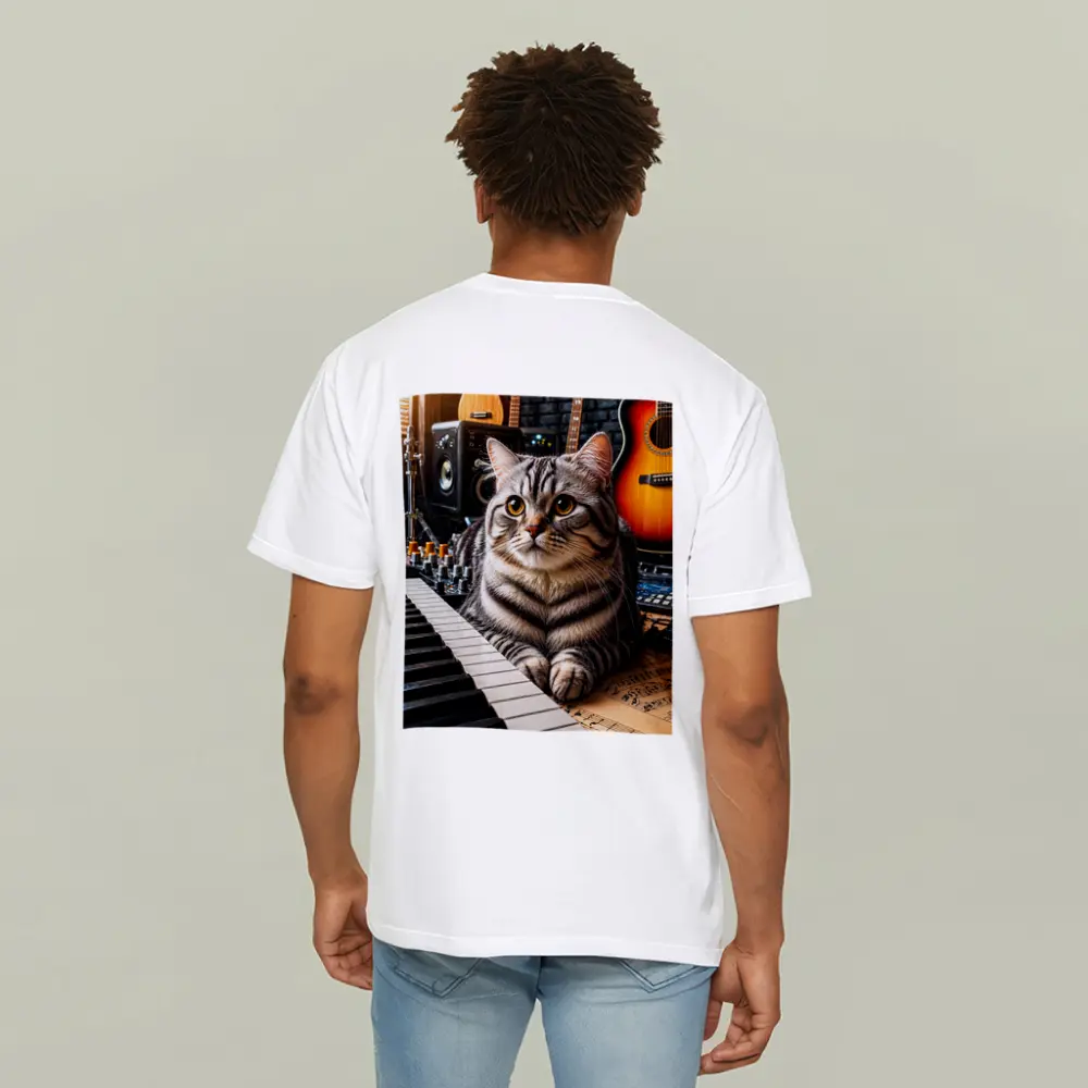 American Shorthair Cat Music Studio Setting – T-Shirts
