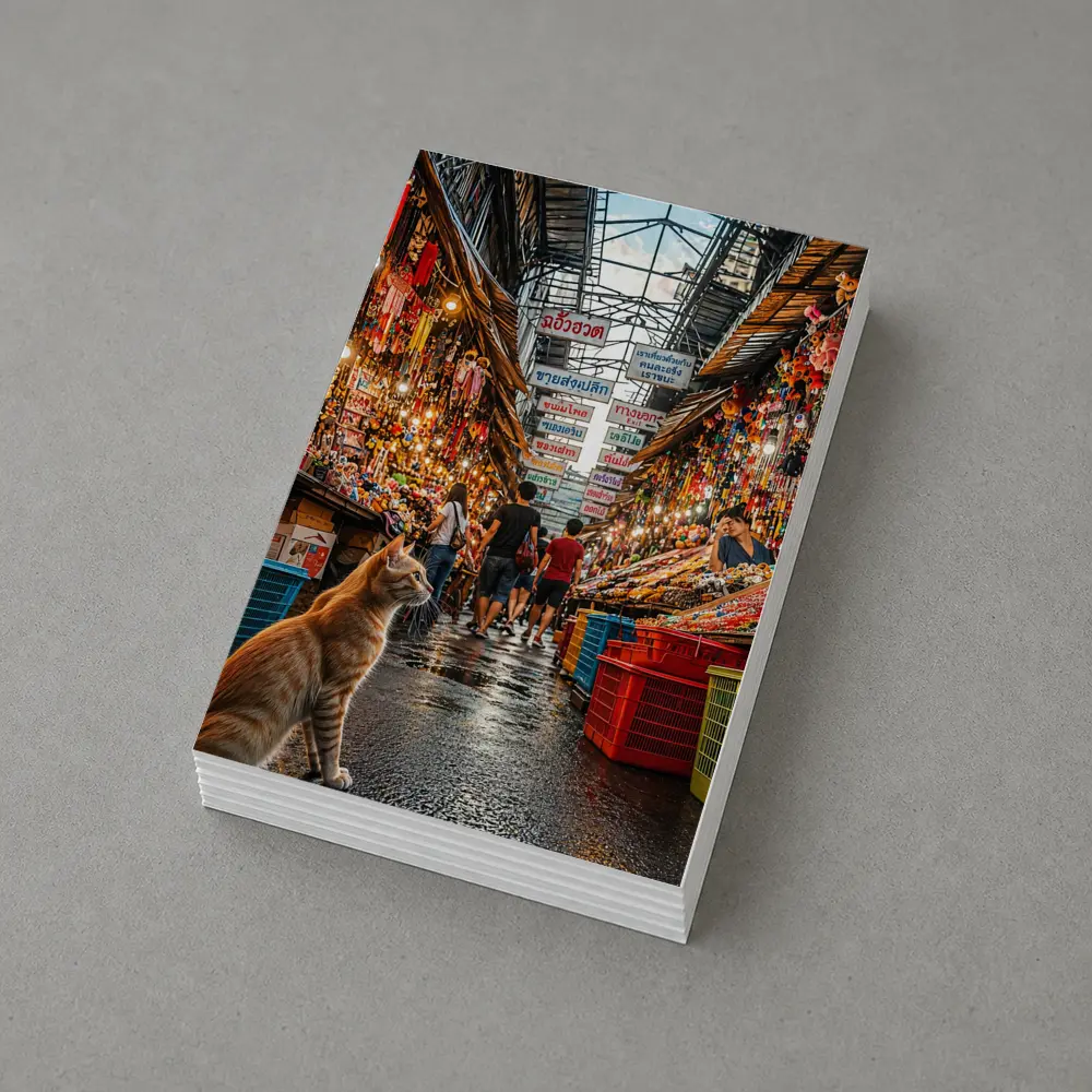 Orange Cat in Bangkok Thailand Market – Postcards