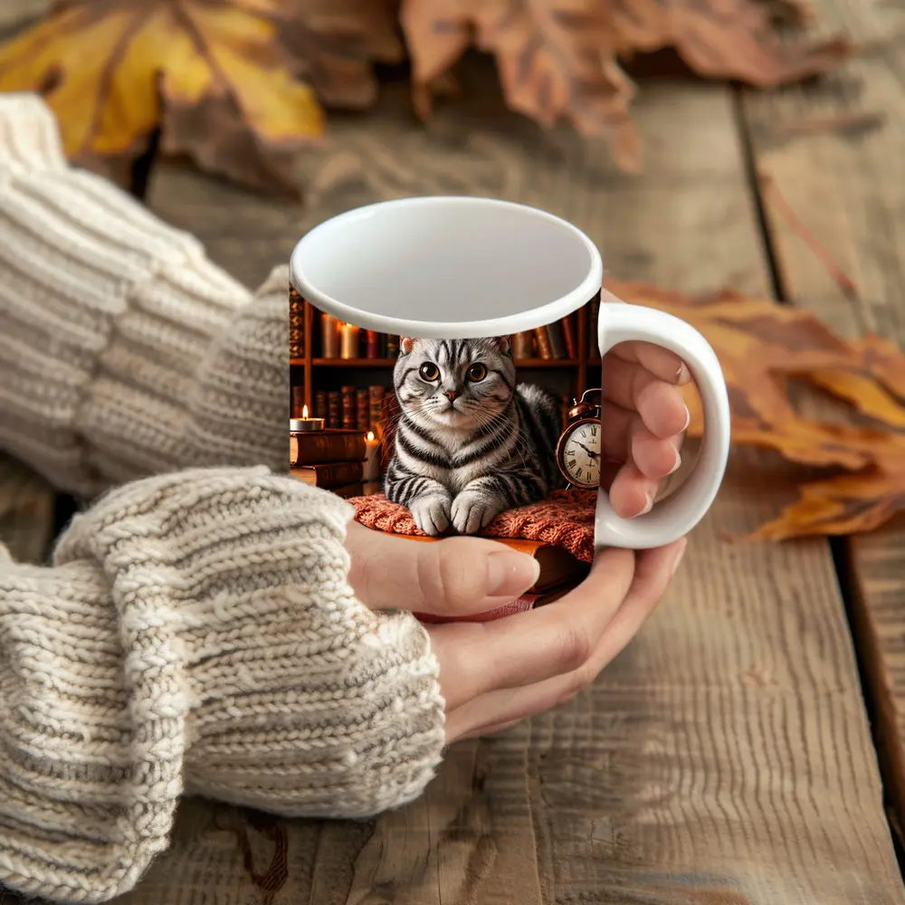 American Shorthair Cat Cozy Library Books – Mugs