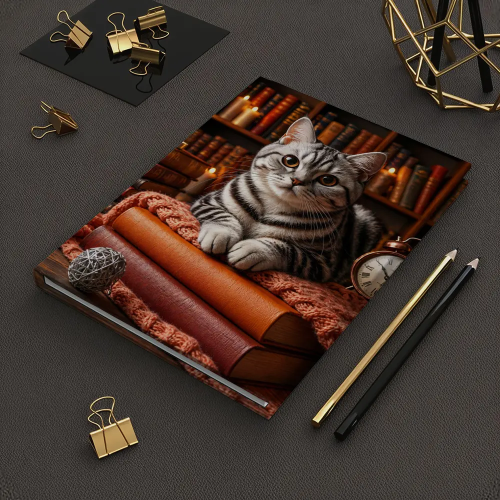 American Shorthair Cat Cozy Library Books – Notebooks
