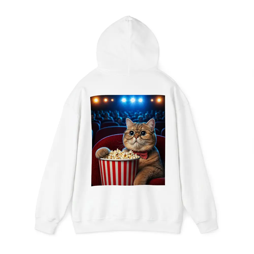 Cat at Cinema Moviegoer with Popcorn – Hoodies