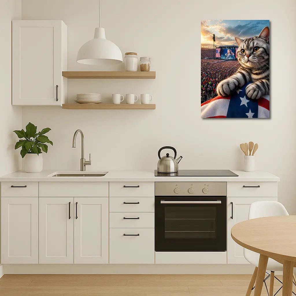 American Shorthair Cat At Patriotic Concert – Wall Art