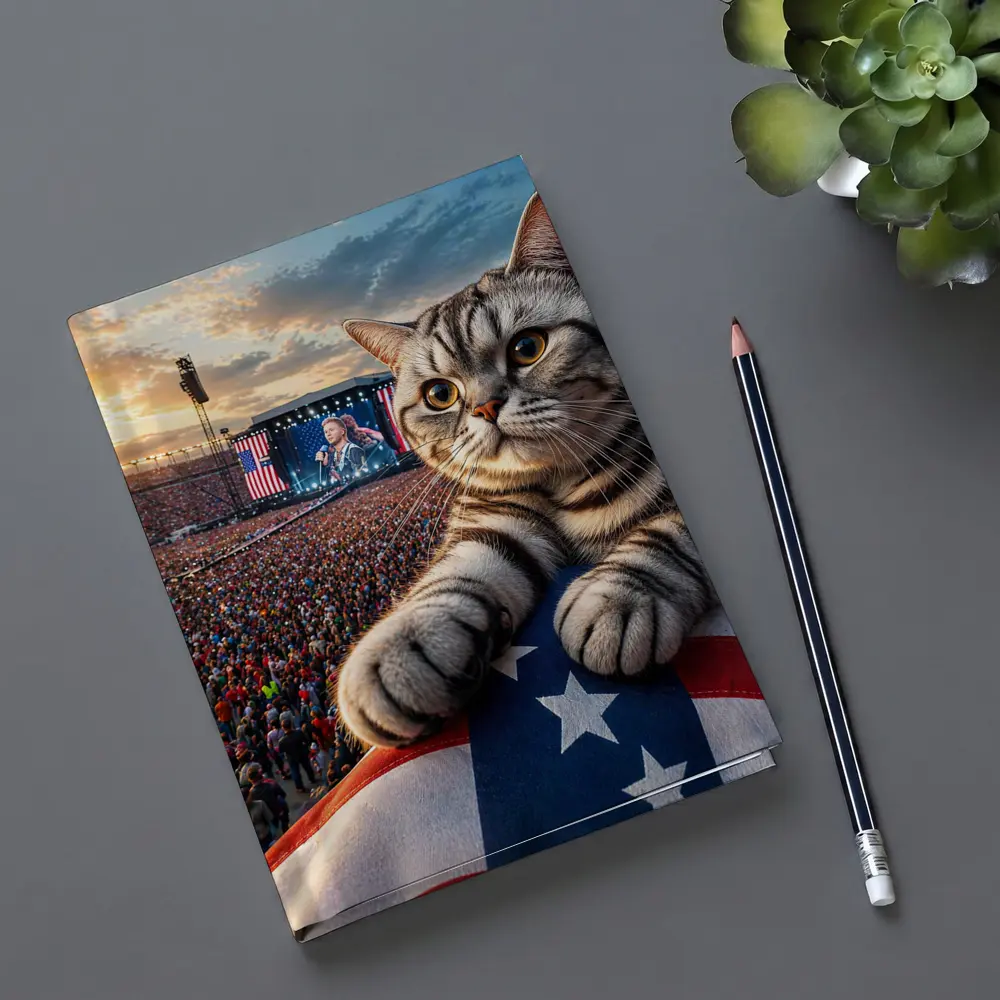 American Shorthair Cat At Patriotic Concert – Notebooks