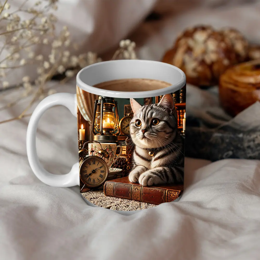American Shorthair Cat Vintage Library Candles – Mugs