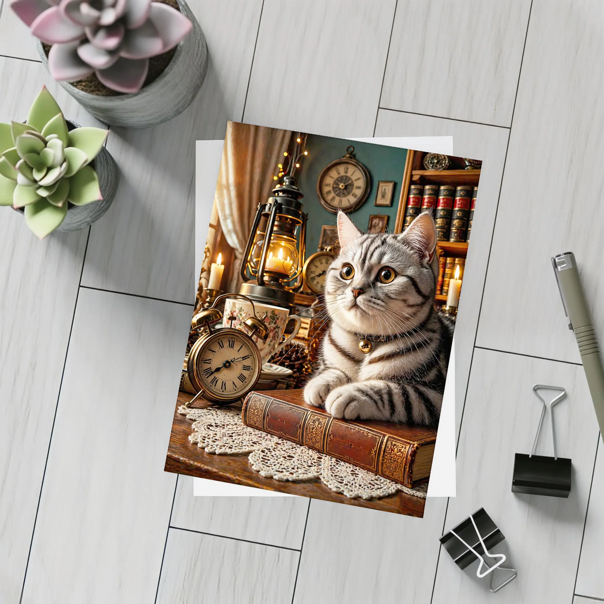 American Shorthair Cat Vintage Library Candles – Postcards
