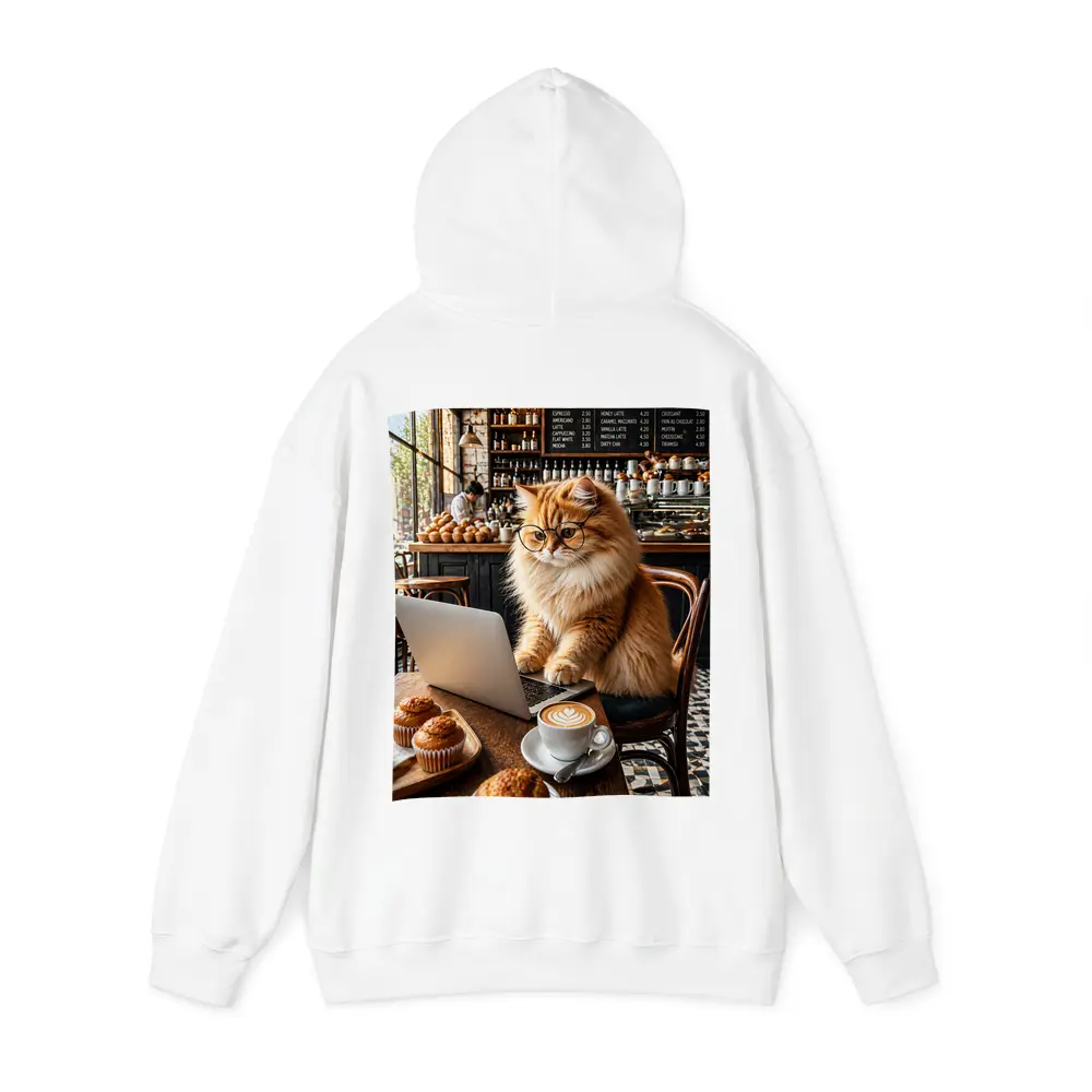 Persian Cat Glasses Working Laptop Coffee Shop – Hoodies