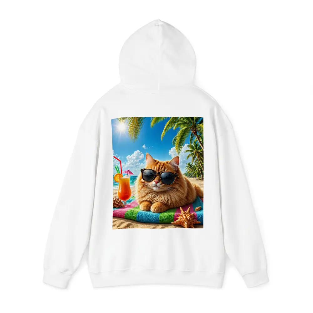 Orange Cat Sunglasses Relaxing Tropical Beach Summer – Hoodies