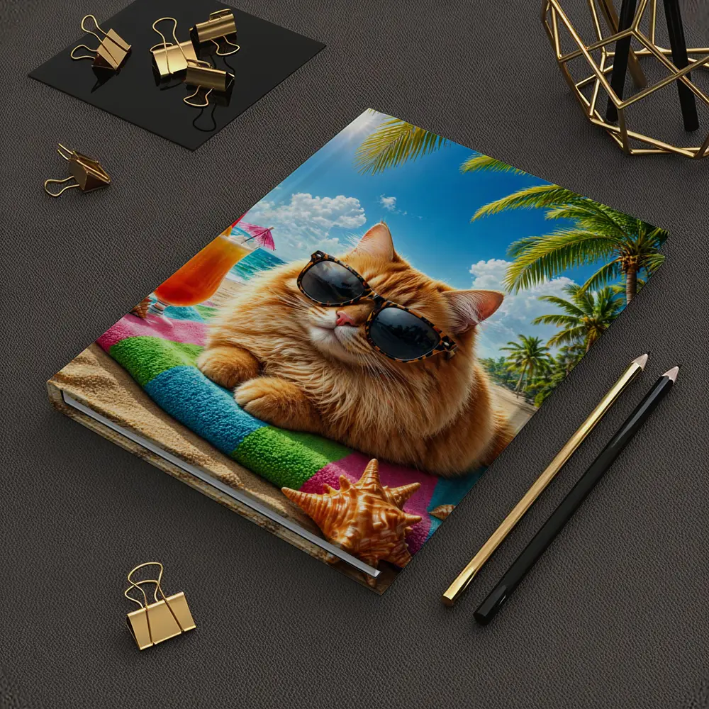 Orange Cat Sunglasses Relaxing Tropical Beach Summer – Notebooks