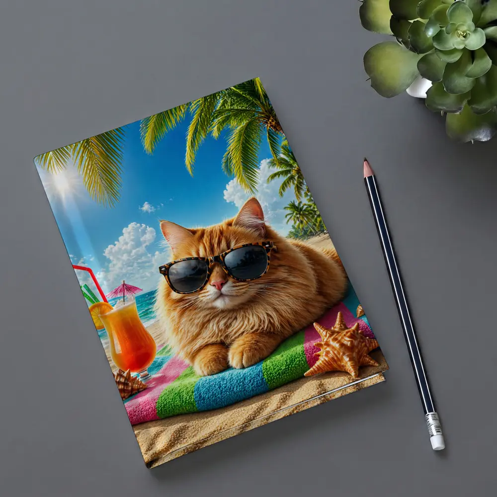 Orange Cat Sunglasses Relaxing Tropical Beach Summer – Notebooks
