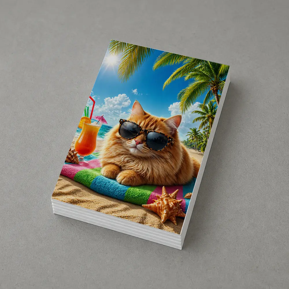 Orange Cat Sunglasses Relaxing Tropical Beach Summer – Postcards