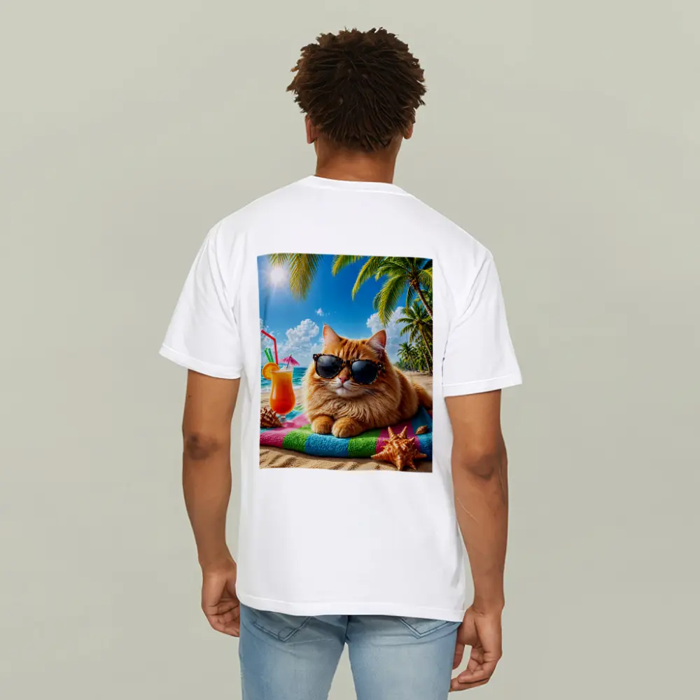 Orange Cat Sunglasses Relaxing Tropical Beach Summer – T-Shirts