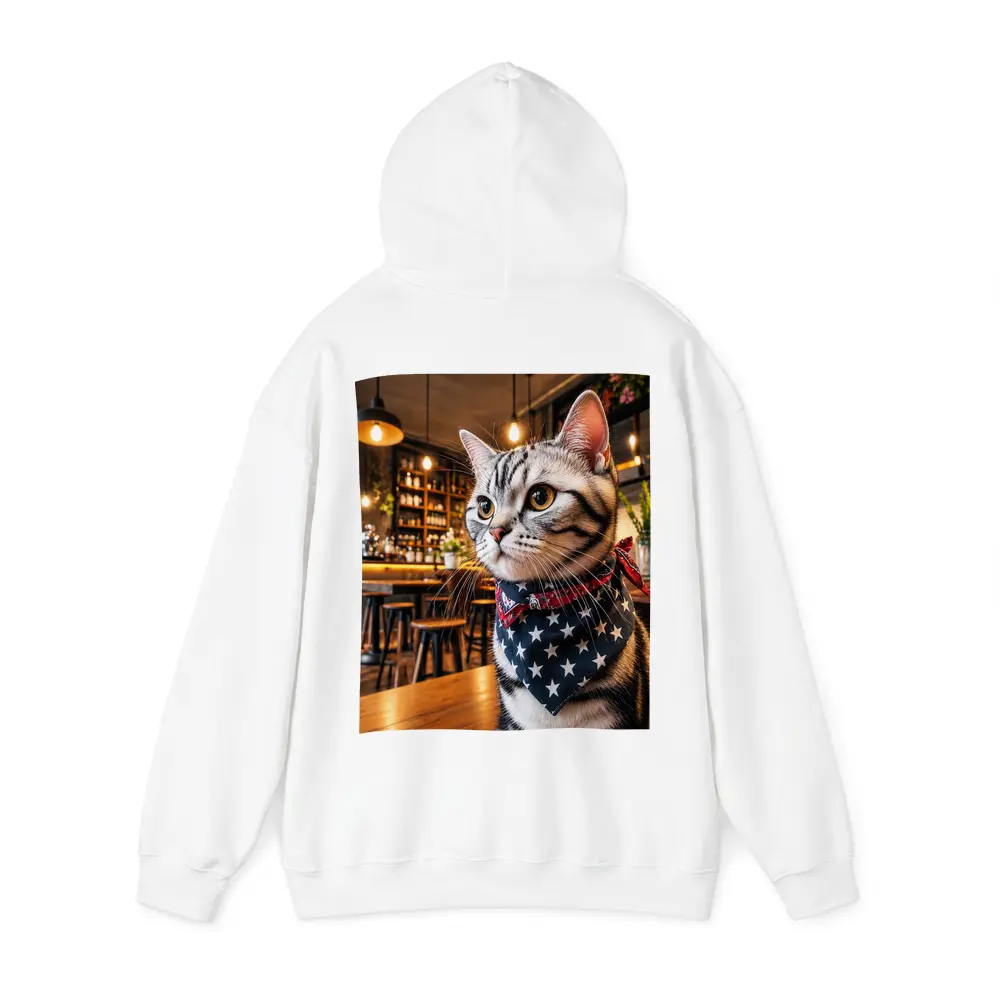 American Shorthair Cat Wearing Stars Bandana Cafe – Hoodies