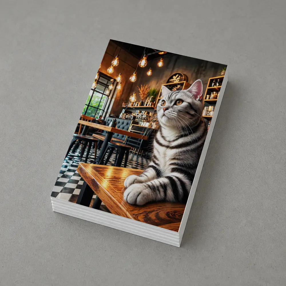 American Shorthair Cat Sitting In Cafe – Postcards