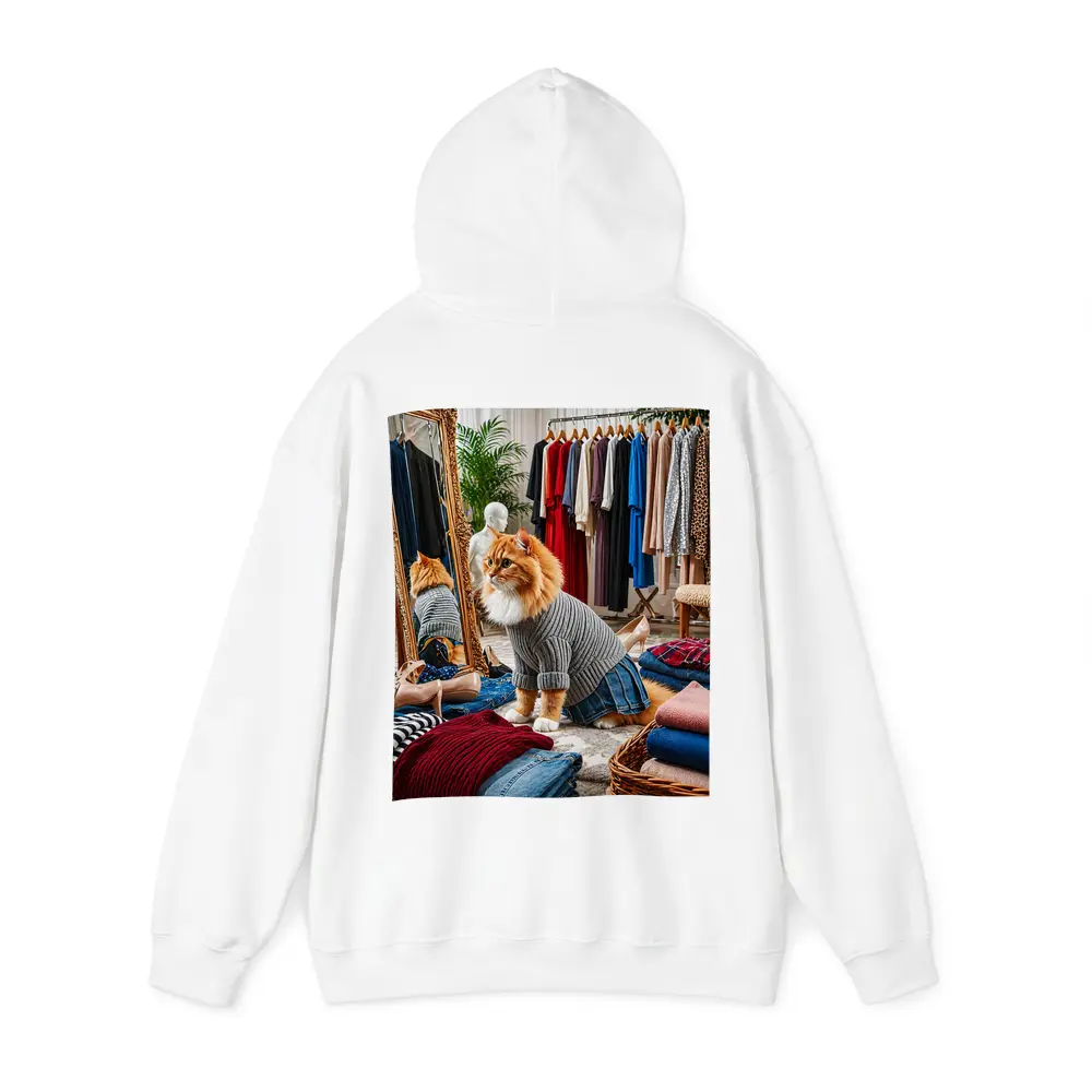 Orange Cat Wearing Sweater in Fashion Boutique – Hoodies