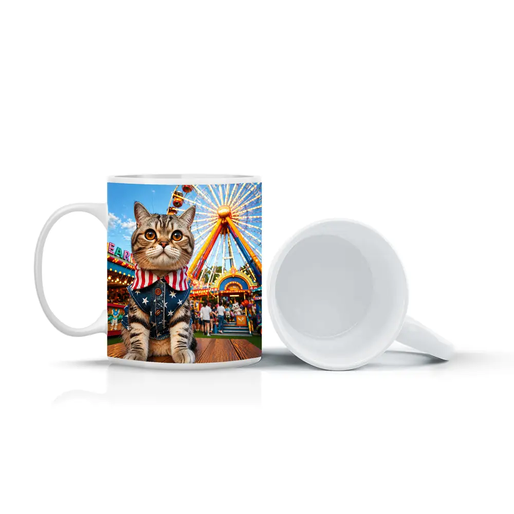 American Flag Cat at Carnival Fair – Mugs