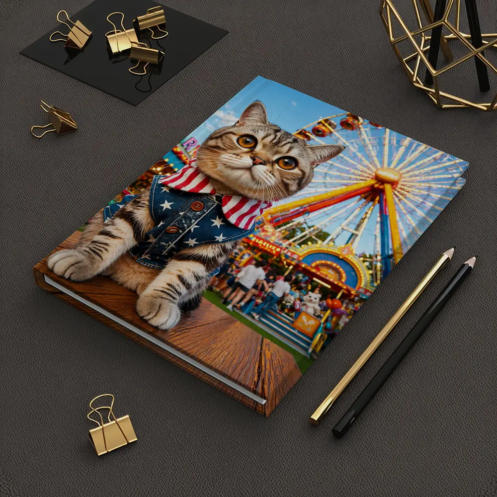 American Flag Cat at Carnival Fair – Notebooks