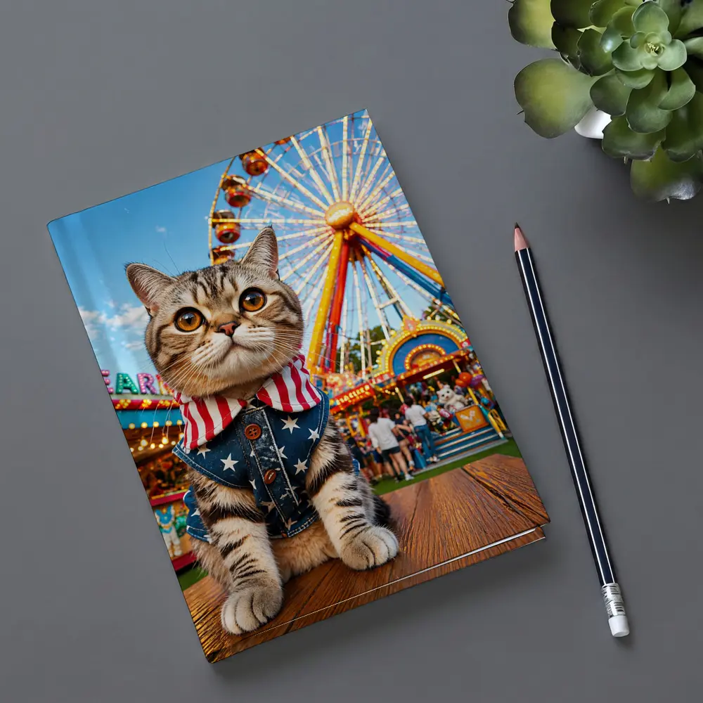 American Flag Cat at Carnival Fair – Notebooks