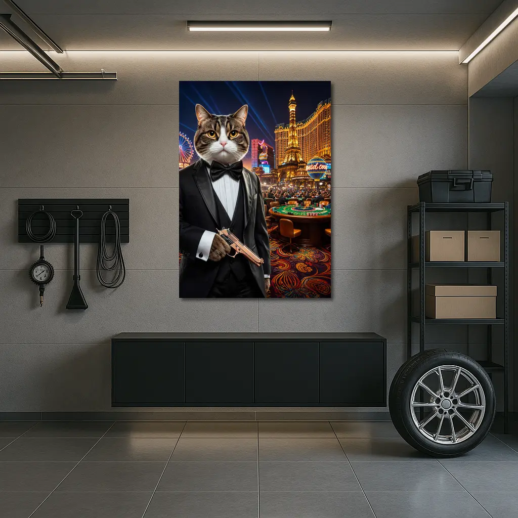 Tuxedo Cat Secret Agent Las Vegas Casino – Wall Art