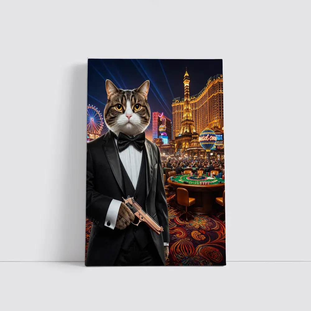 Tuxedo Cat Secret Agent Las Vegas Casino – Wall Art