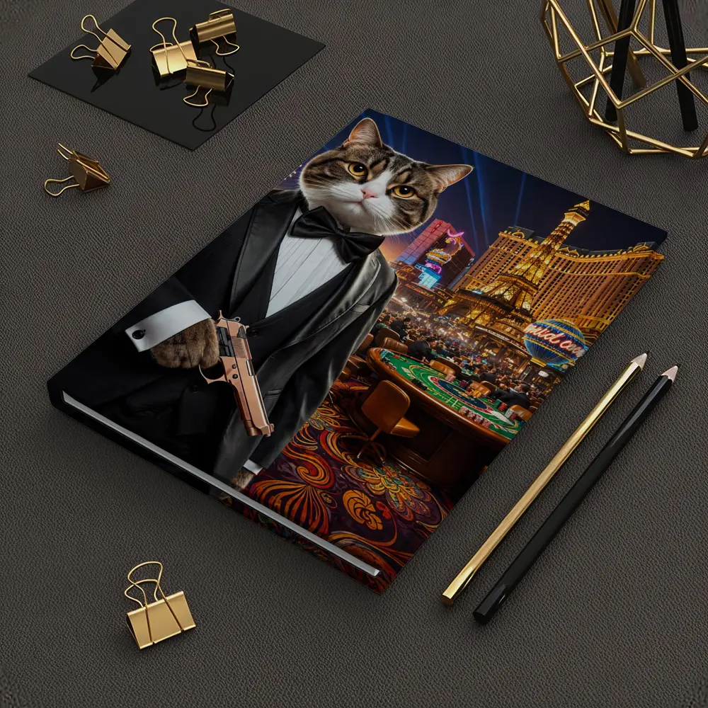 Tuxedo Cat Secret Agent Las Vegas Casino – Notebooks