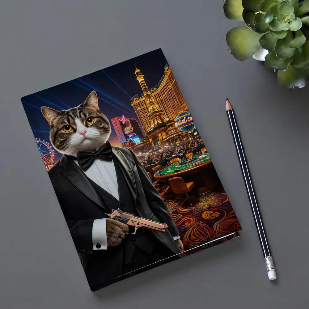 Tuxedo Cat Secret Agent Las Vegas Casino – Notebooks
