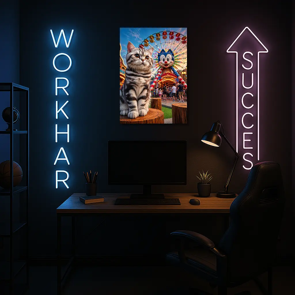 American Shorthair Cat Amusement Park Ferris Wheel – Wall Art