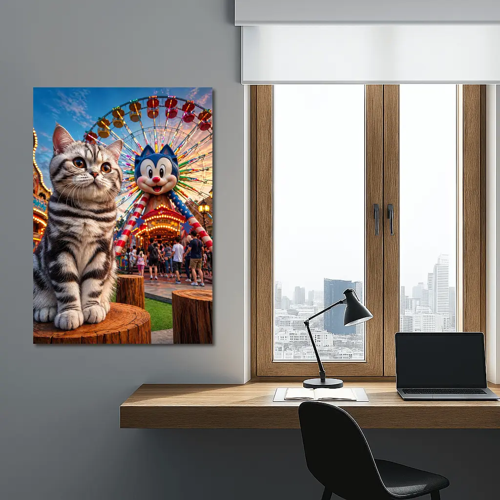 American Shorthair Cat Amusement Park Ferris Wheel – Wall Art