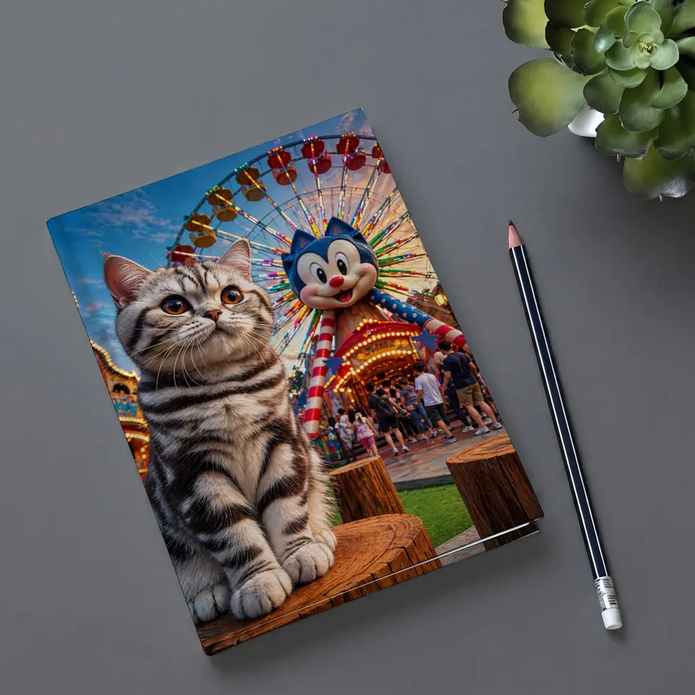 American Shorthair Cat Amusement Park Ferris Wheel – Notebooks