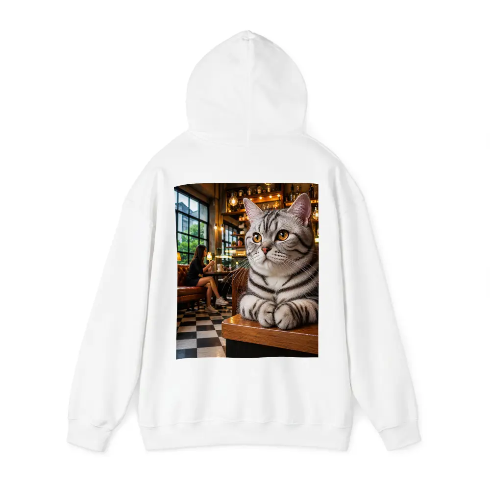 American Shorthair Cat Relaxing In Cafe – Hoodies