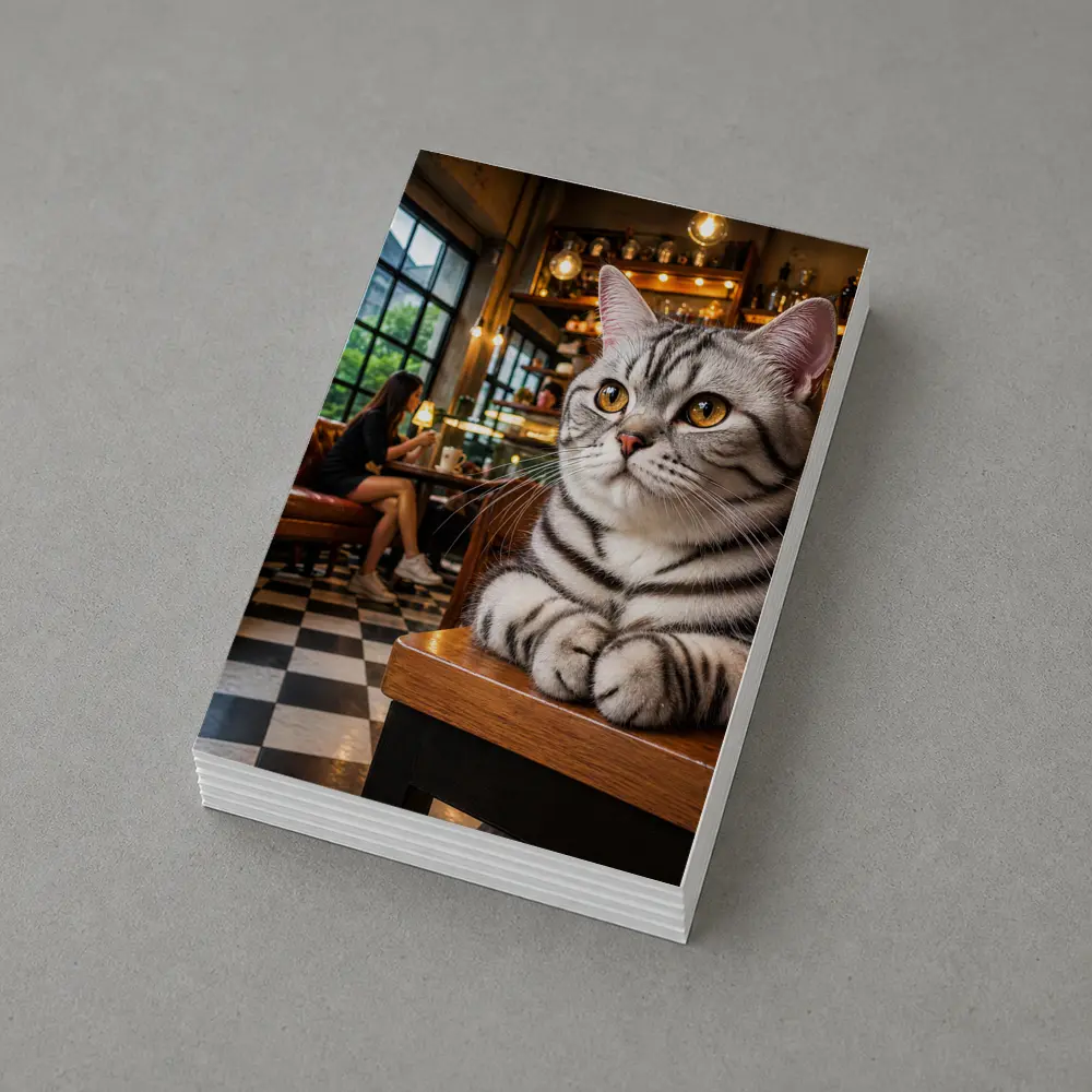American Shorthair Cat Relaxing In Cafe – Postcards