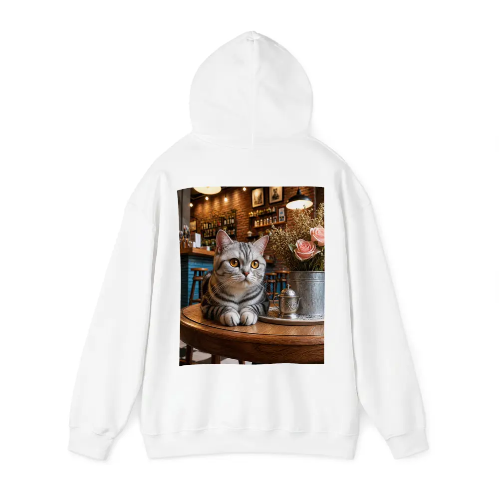 American Shorthair Cat Cozy Cafe Interior – Hoodies