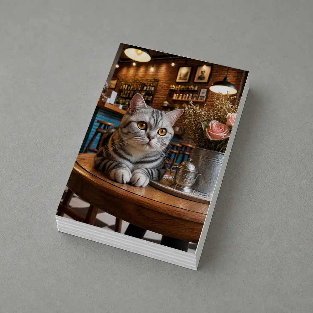 American Shorthair Cat Cozy Cafe Interior – Postcards