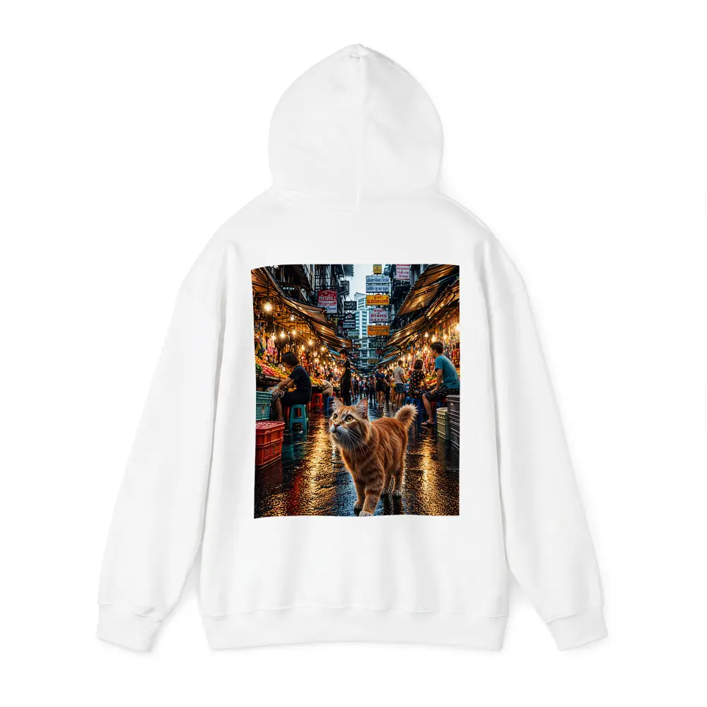 Orange Cat Bangkok Night Market Street – Hoodies