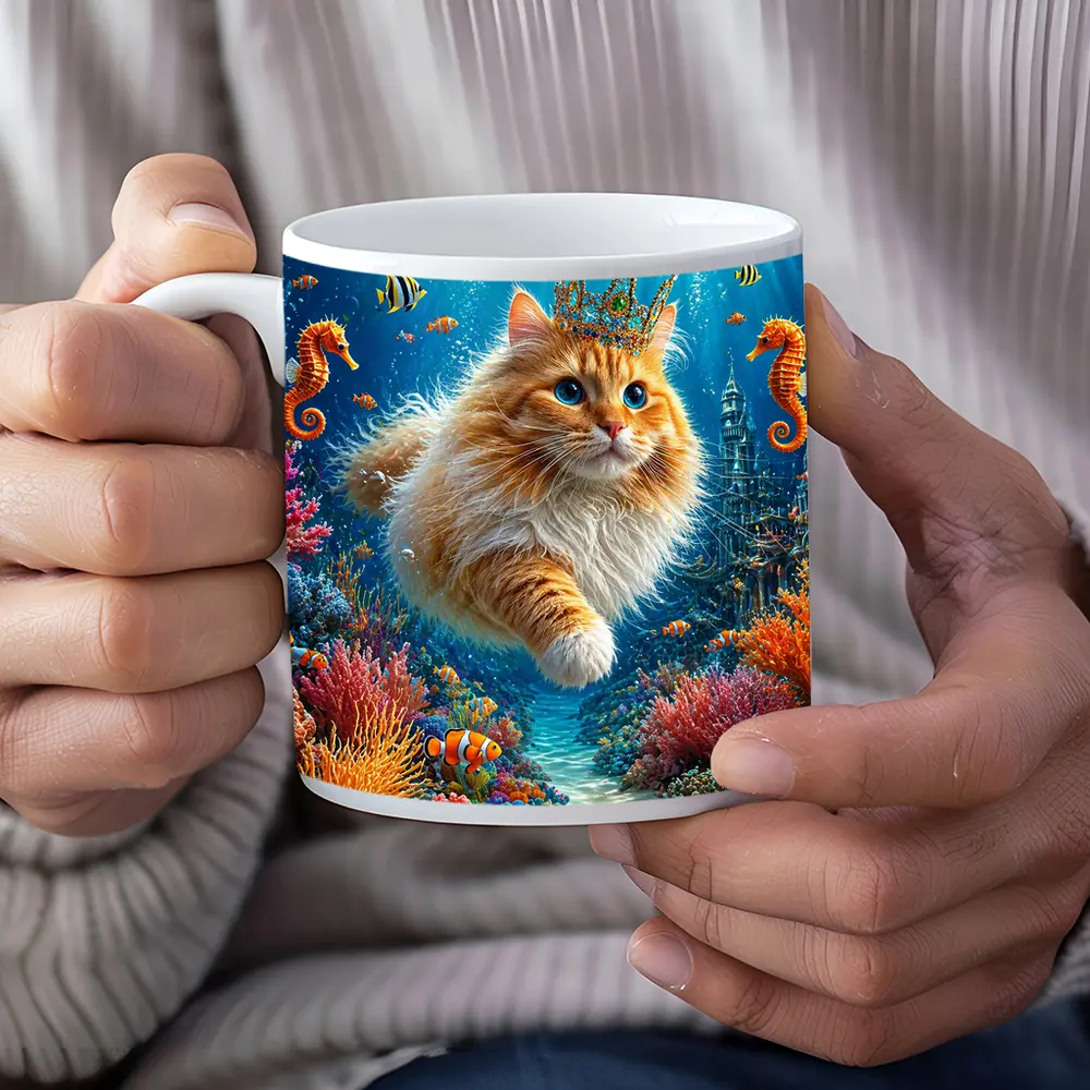 Orange Cat Crown Underwater Ocean Fantasy – Mugs